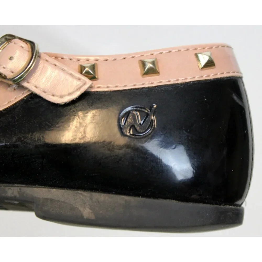 Naturino Black Brown 2-tone Dance Dress Shoes sz 12-12.5 Studded T-Strap Buckle